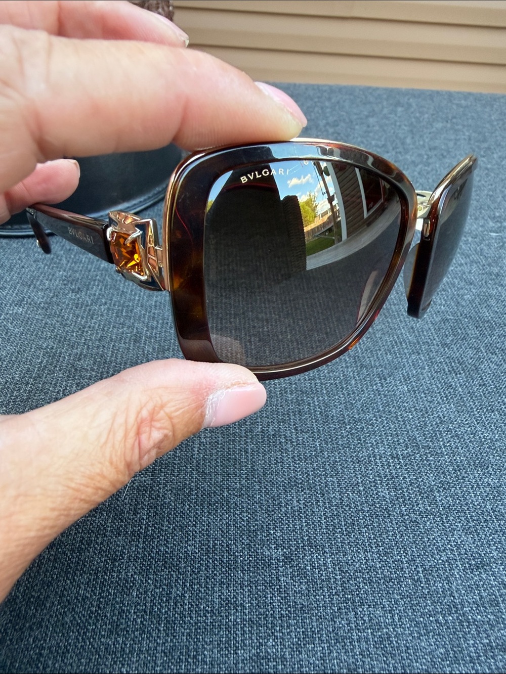 RARE⭐️LN Vintage Bvlgari Butterfly Amber Swarovski Tortoise Sunglasses #6060- B